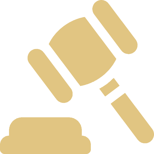 Illustration of a brown gavel and block, symbolizing justice or legal proceedings, on a white background.