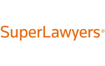 Orange text reads "Super Lawyers" with a registered trademark symbol.